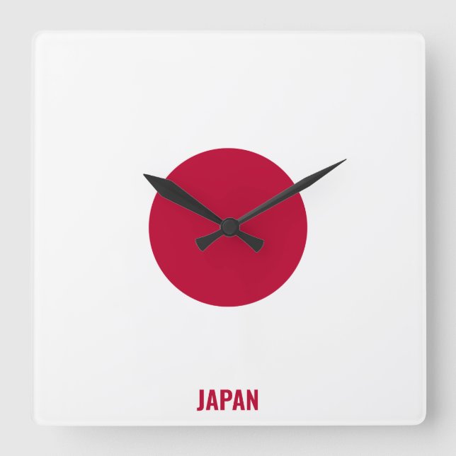 Japan Flag Dazzling Patriotic Square Wall Clock (Front)