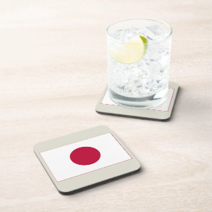 Japan Flag: Hinomaru, Nisshōki, Red Rising Sun Beverage Coaster