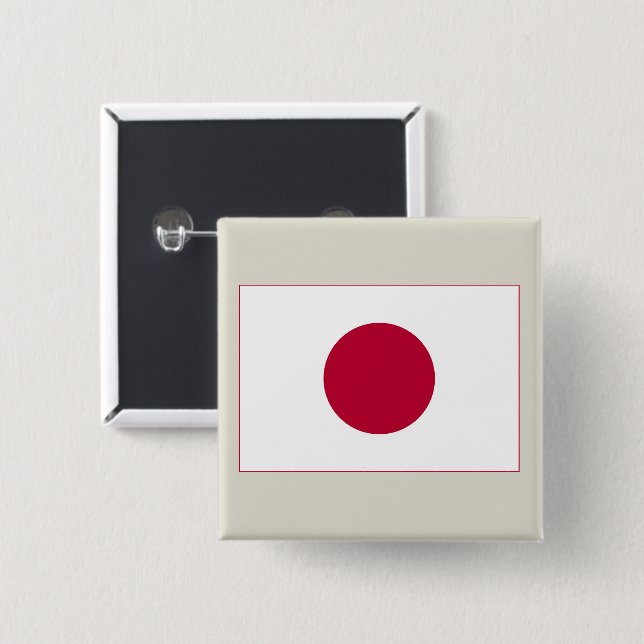 Japan Flag: Hinomaru, Nisshōki, Red Rising Sun Button (Front & Back)