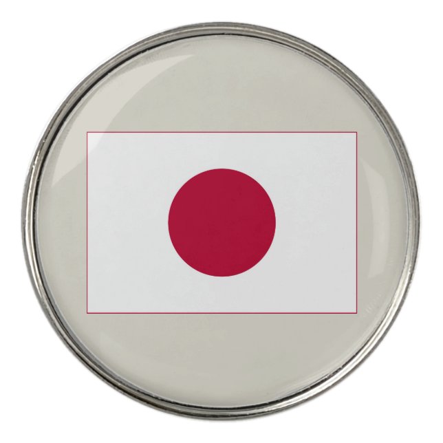 Japan Flag: Hinomaru, Nisshōki, Red Rising Sun Golf Ball Marker (Front)