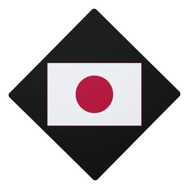 Japan Flag: Hinomaru, Nisshōki, Red Rising Sun Graduation Cap Topper (Front)