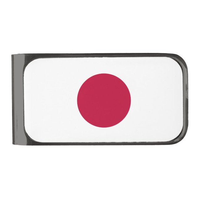 Japan Flag: Hinomaru, Nisshōki, Red Rising Sun Gunmetal Finish Money Clip (Front)