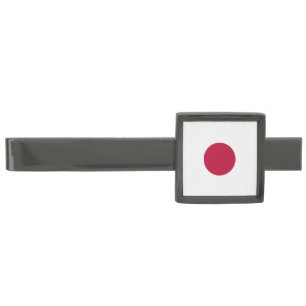Japan Flag: Hinomaru, Nisshōki, Red Rising Sun Gunmetal Finish Tie Bar