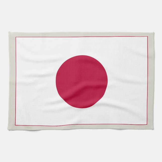 Japan Flag: Hinomaru, Nisshōki, Red Rising Sun Kitchen Towel (Horizontal)