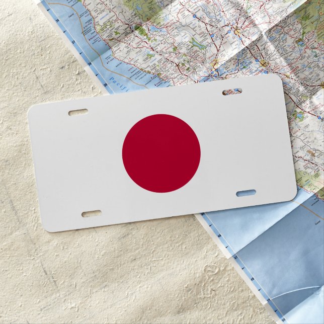 Japan Flag: Hinomaru, Nisshōki, Red Rising Sun License Plate (In Situ)