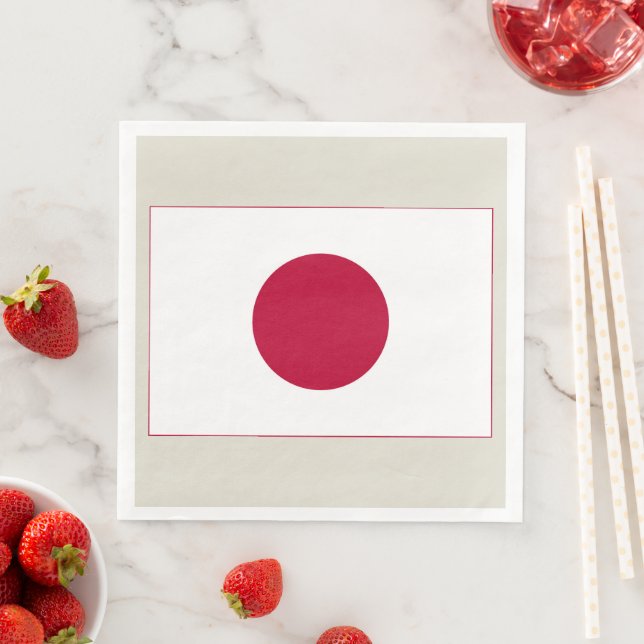Japan Flag: Hinomaru, Nisshōki, Red Rising Sun Paper Dinner Napkins (Insitu)