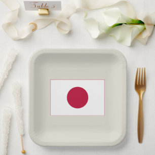 Japan Flag: Hinomaru, Nisshōki, Red Rising Sun Paper Plates