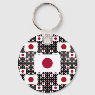 Japan Flag in Layers Black BG Keychain