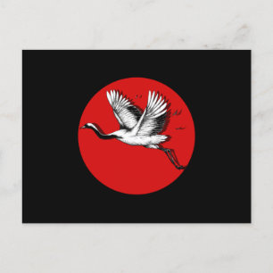 Japan Flag Japanese Culture Bird Watching Crane Gi Postcard