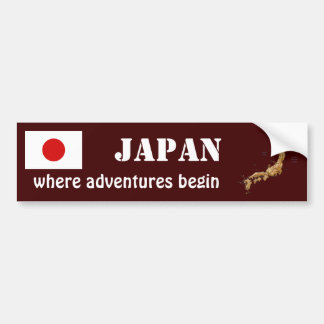 Japan Flag + Map Bumper Sticker
