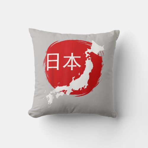 Japan Flag Map Nippon Nihon Tokyo Osaka City Trave Throw Pillow