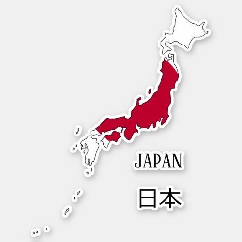 Japan Flag Map Sticker
