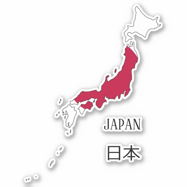 Japan Flag Map Sticker (Front)