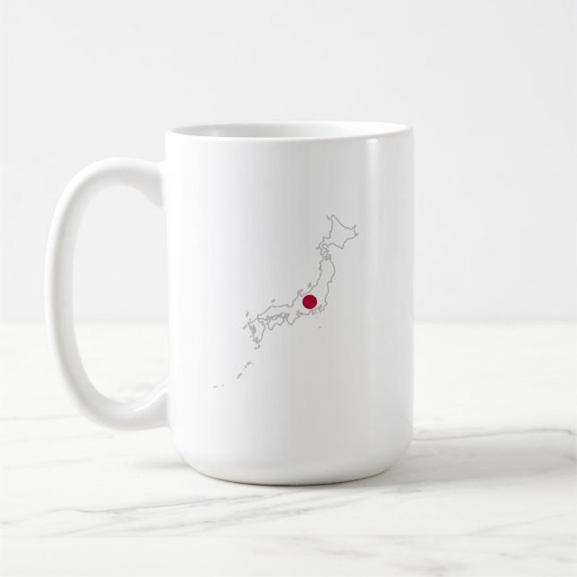Japan flag on the map coffee mug (Left)