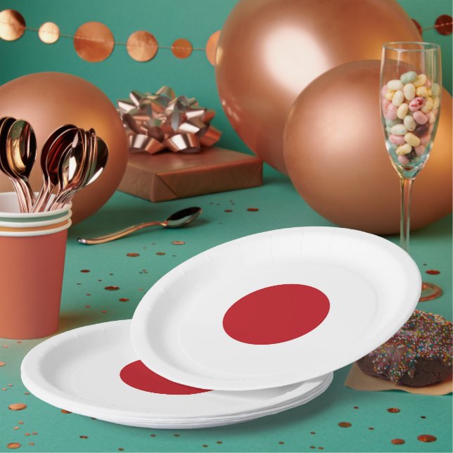 Japan flag paper plates (Multi)