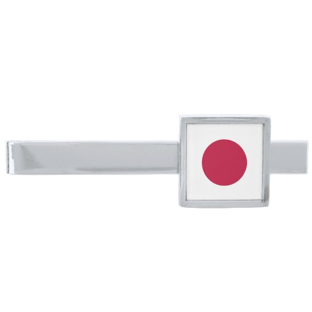 Japan Flag Silver Finish Tie Bar (Front)