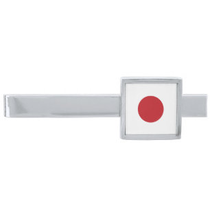 Japan flag silver finish tie bar