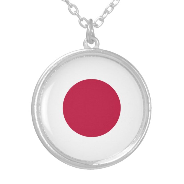 Japan Flag Silver Plated Necklace (Front)
