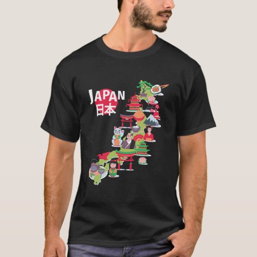 Japan Flag Travel Map Gift Japanese Pride Okinawa  T_Shirt