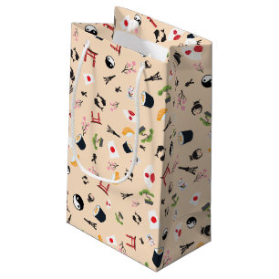Japan flag with famous icons small gift bag