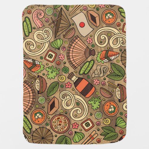 Japan Food Cute Hand Drawn Baby Blanket