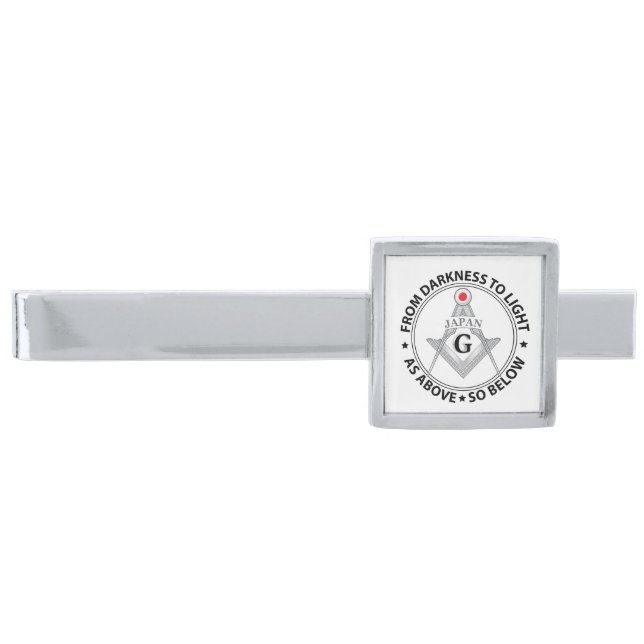 Japan freemasonry sign silver finish tie bar (Front)