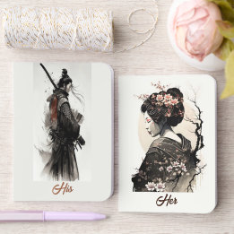 Japan Geisha Watercolor rose gold Wedding - Set  Foil Vow Books