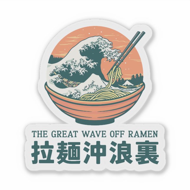 Japan Great Ramen Wave Ukiyoe Sticker (Front)