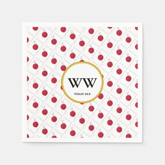 JAPAN HINOMARU Flag Custom Monogram Paper Napkins (Front)