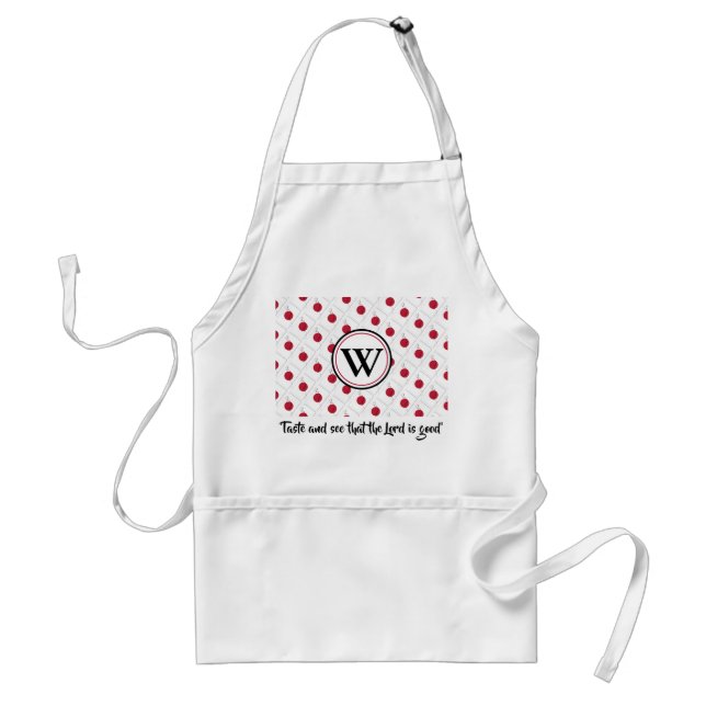 JAPAN HINOMARU Monogram Taste and See Psalm 34:8 Adult Apron (Front)