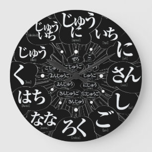 Japan Hiragana MANGA style [black face] Large Clock