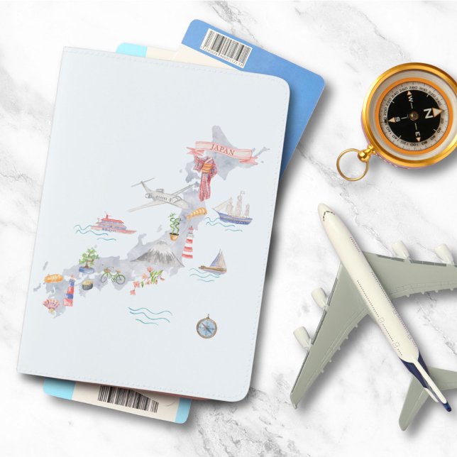 Japan Illustrated Map Passport Holder (In situ)