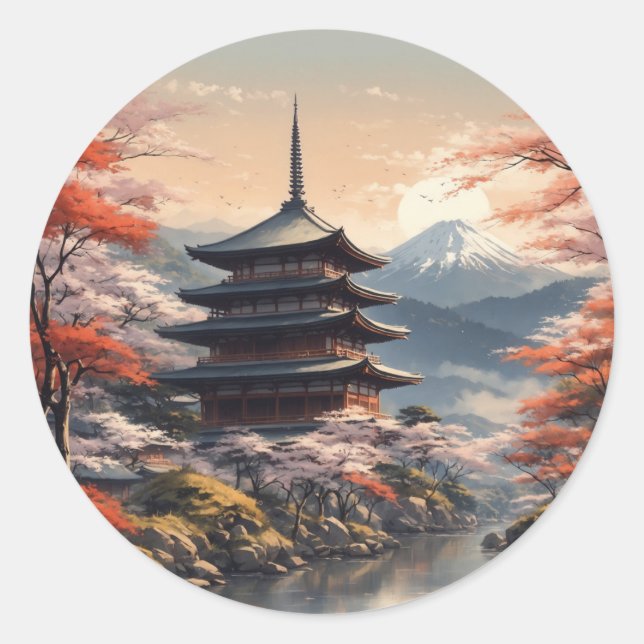 Japan Illustration Art #1 Classic Round Sticker (Front)