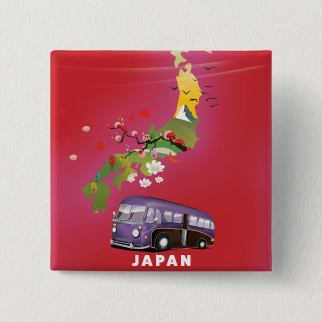 Japan Illustration travel poster. Button (Front)
