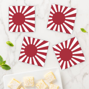 Japan Imperial Rising Sun Flag, Edo to WW2 Coaster Set