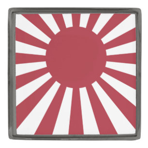 Japan Imperial Rising Sun Flag, Edo to WW2 Gunmetal Finish Lapel Pin