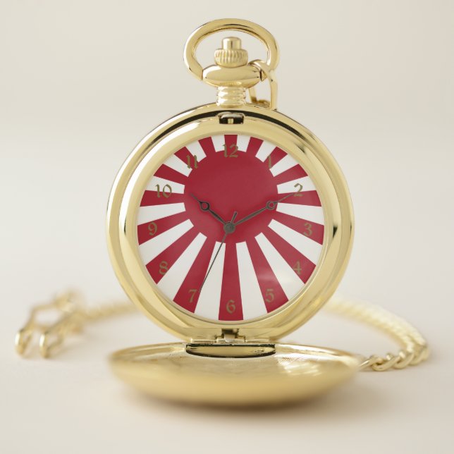 Japan Imperial Rising Sun Flag, Edo to WW2 Pocket Watch (Inside)