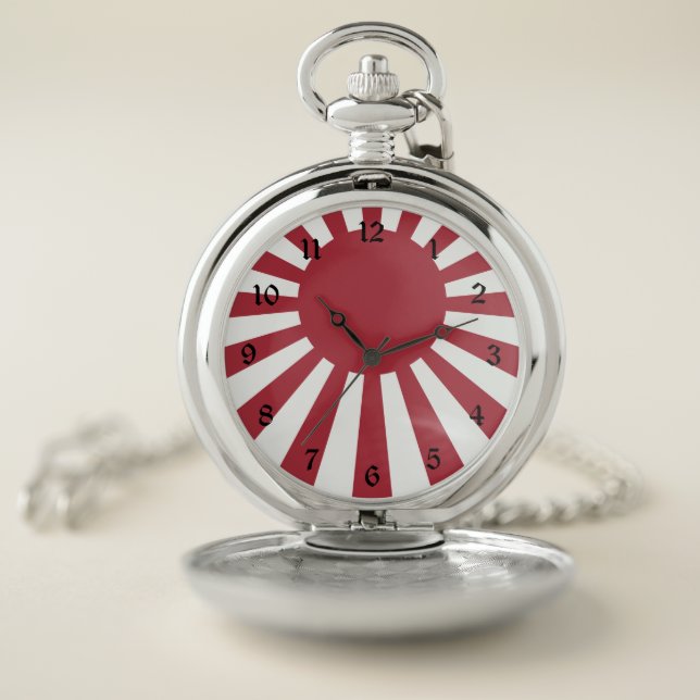 Japan Imperial Rising Sun Flag, Edo to WW2 Pocket Watch (Inside)