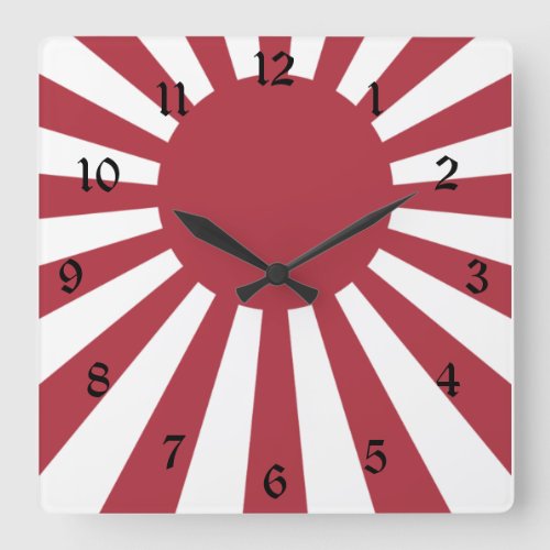 Japan Imperial Rising Sun Flag Edo to WW2 Square Wall Clock