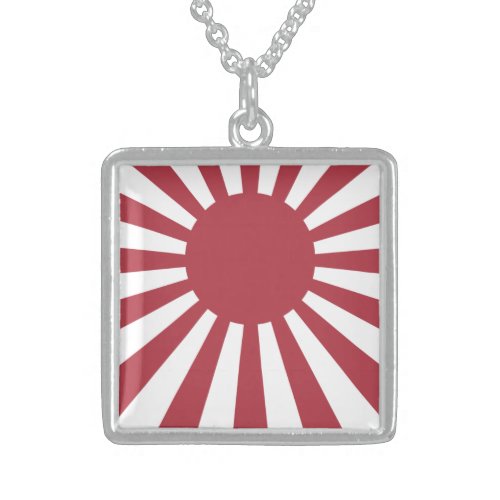 Japan Imperial Rising Sun Flag Edo to WW2 Sterling Silver Necklace