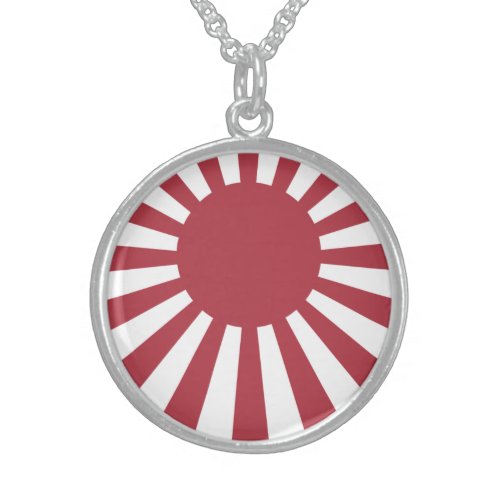 Japan Imperial Rising Sun Flag Edo to WW2 Sterling Silver Necklace