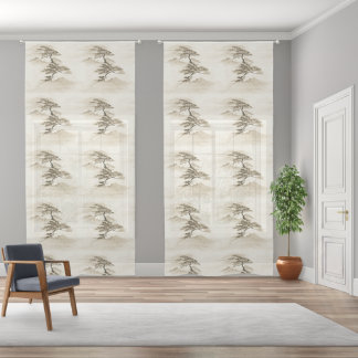 Japan Ink Landscape Minimal Misty Mountain Sheer Curtains