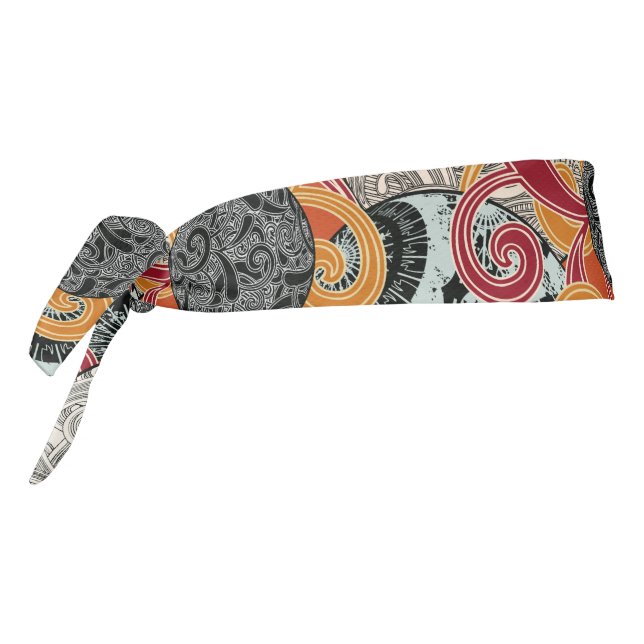 Japan Inspired Abstract Retro Swirl Tie Headband (Rotate 270)