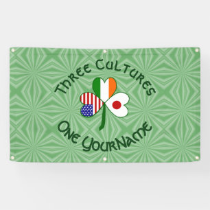 Japan Ireland USA Shamrock Flag Personalized Banner