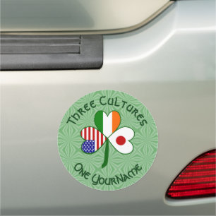 Japan Ireland USA Shamrock Flag Personalized  Car Magnet