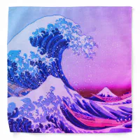 Vaporwave Aesthetic Great Wave Off Kanagawa Sunset Bandana