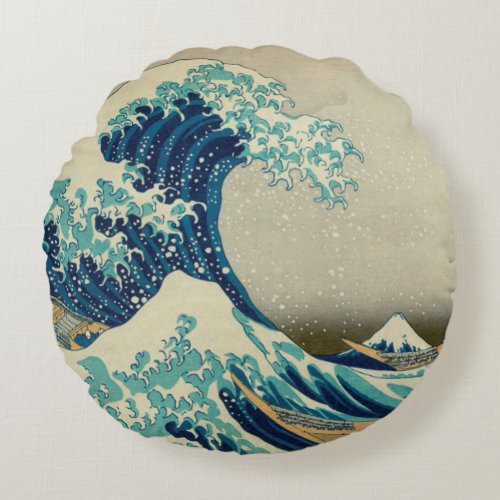 Japan _ Japanese Art Great Wave off Kanagawa Round Pillow