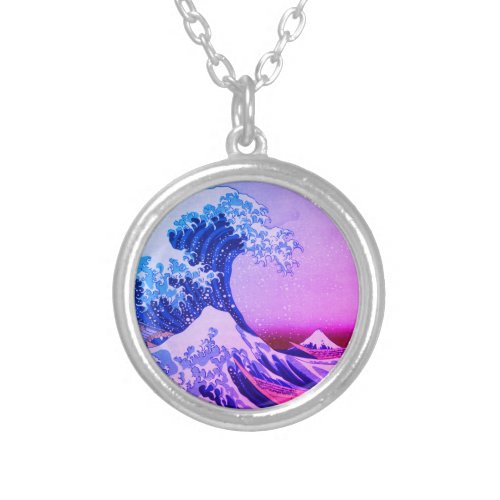 Japan _ Japanese Art Great Wave off Kanagawa Silver Plated Necklace