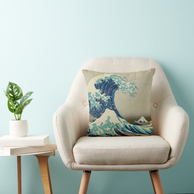 Japan - Japanese Art (Great Wave off Kanagawa) Throw Pillow (Chair)
