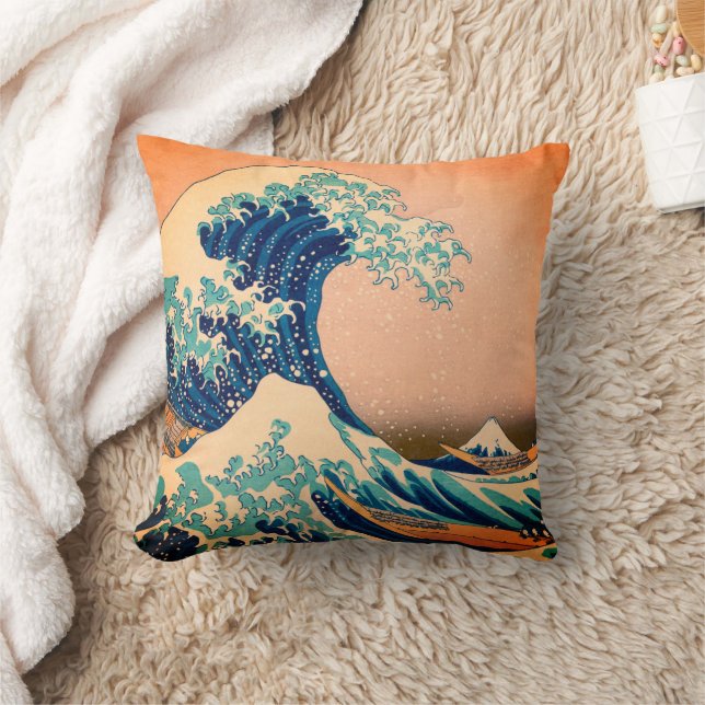 Japan - Japanese Art (Great Wave off Kanagawa) Throw Pillow (Blanket)